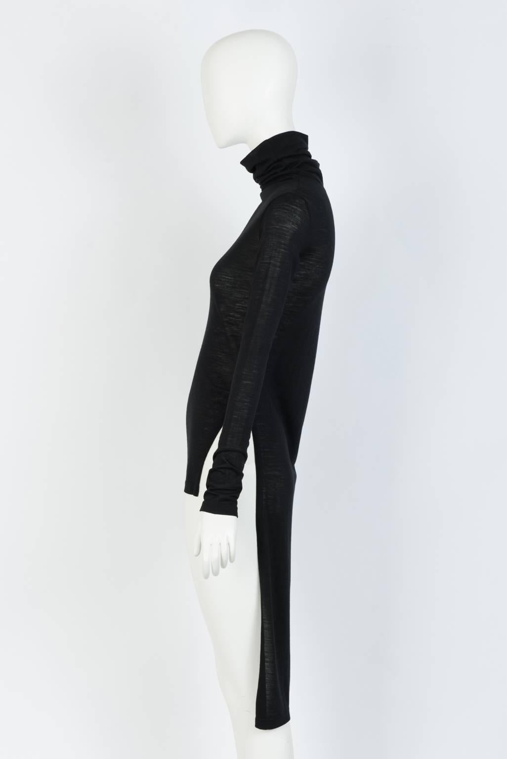 Women's Ann Demeulemester Black turtleneck with knee length back panel  For Sale