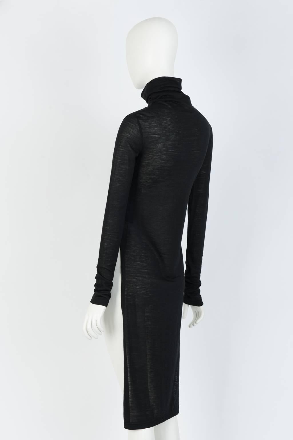 Ann Demeulemester Black turtleneck with knee length back panel  For Sale 1