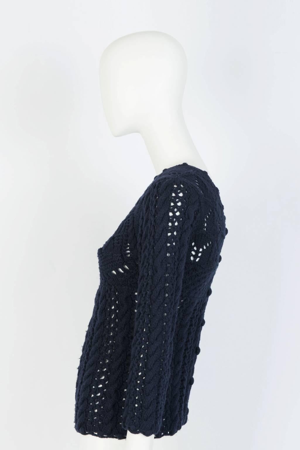 Black 2005 tao COMME des GARCONS Navy Knit Top For Sale