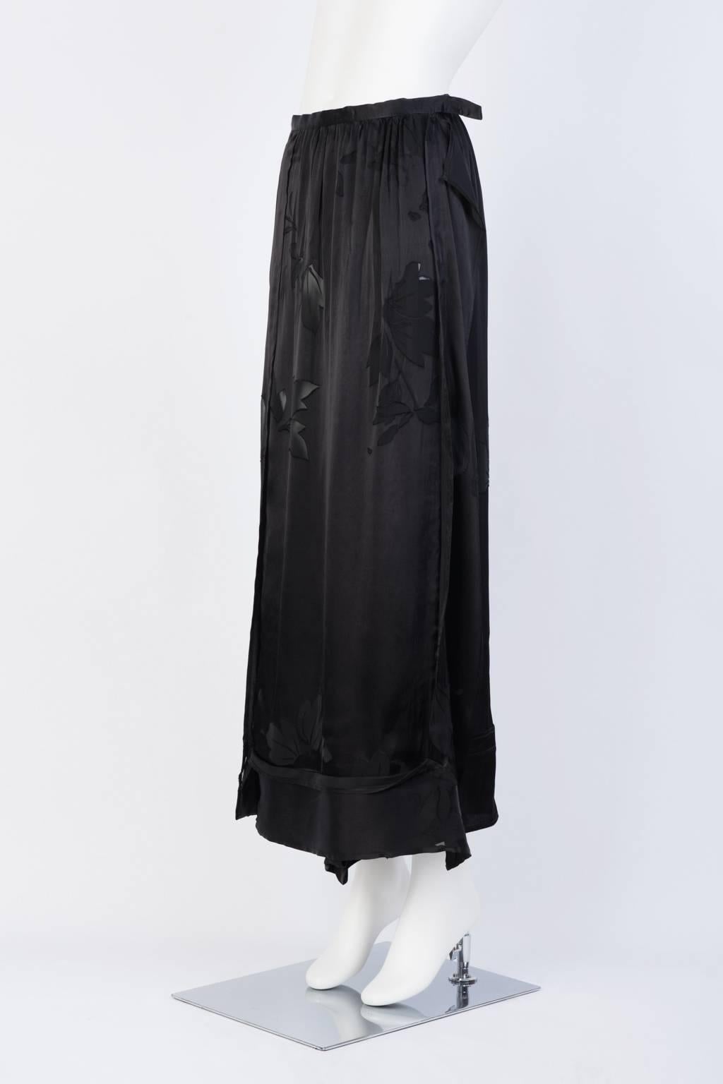 2016SS Yohji Yamamoto floral silk devoure wrap skirt with side splits