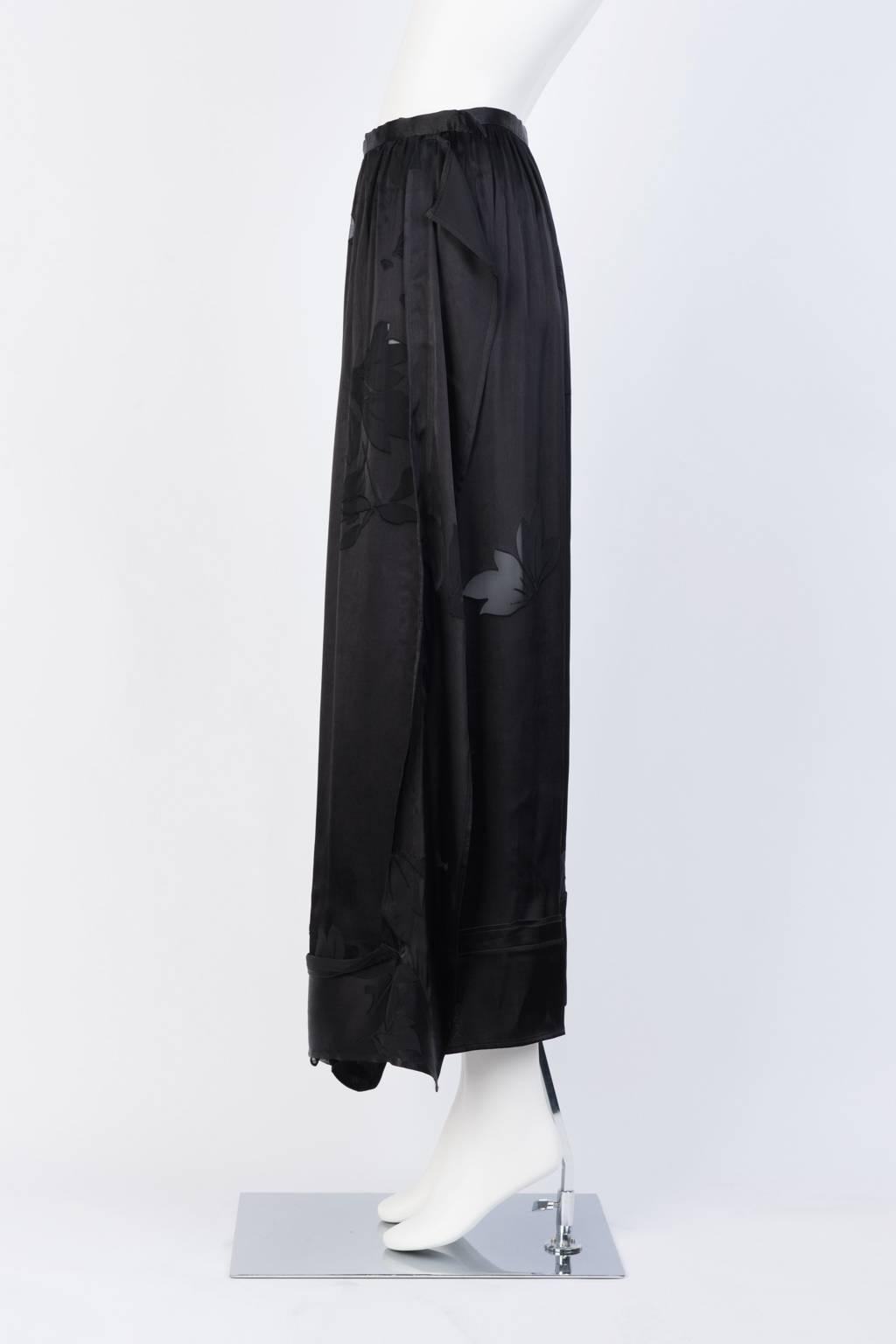 Black 2016SS Yohji Yamamoto Silk Wrap Skirt For Sale