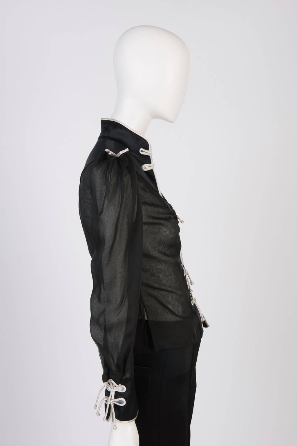 Black Yves Saint Laurent Silk Victorian Inspired Blouse