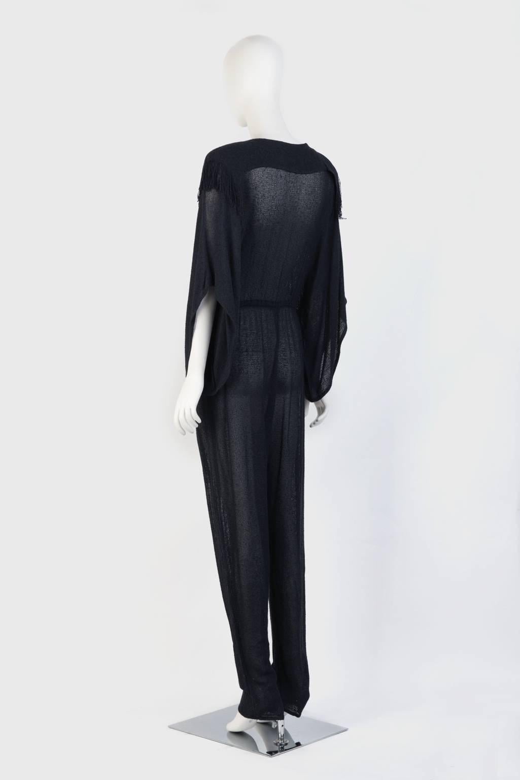 Navy Open Knit Jumpsuit In Excellent Condition For Sale In Xiamen, Fujian