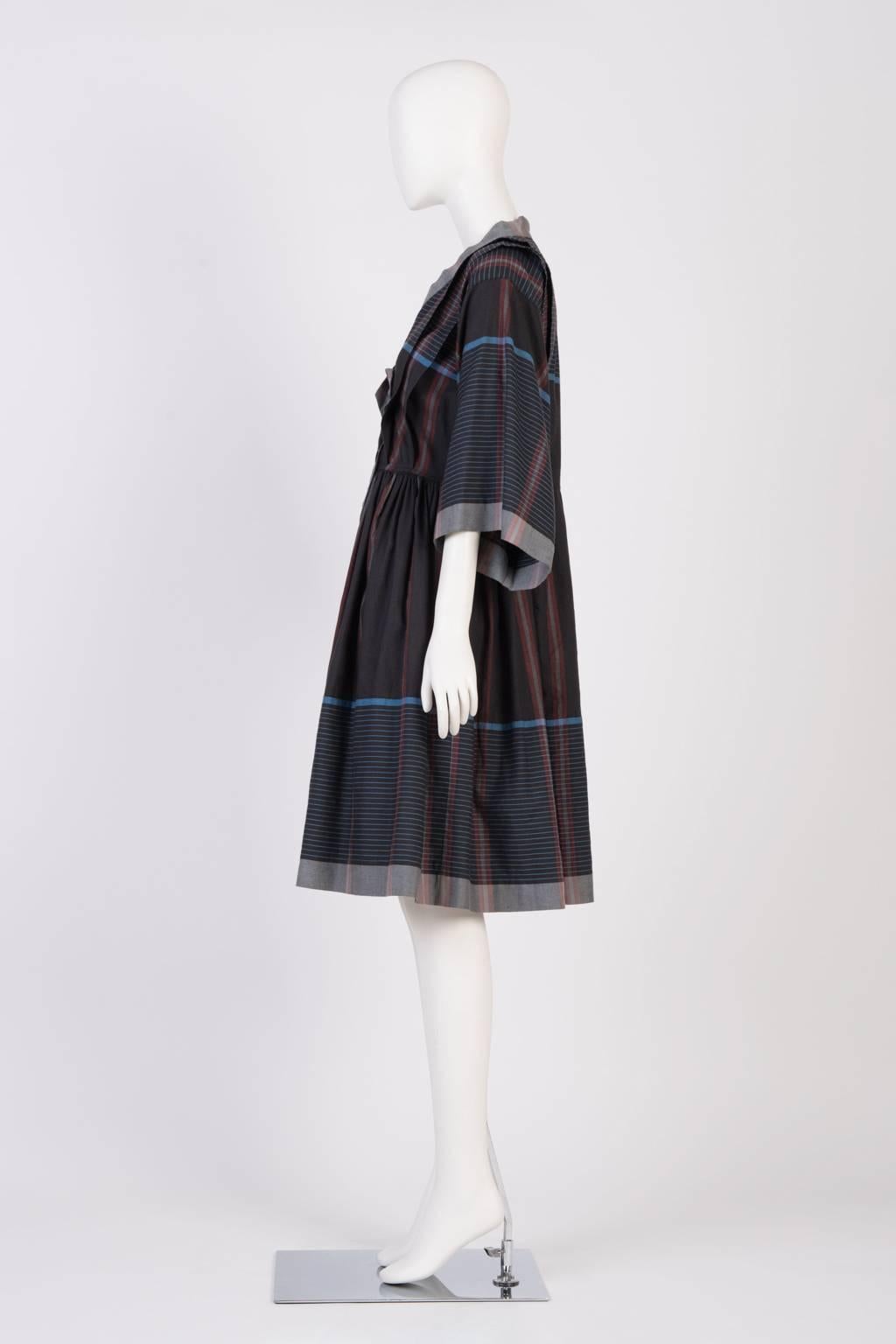 Black Kenzo Kimono Style Linen Dress 