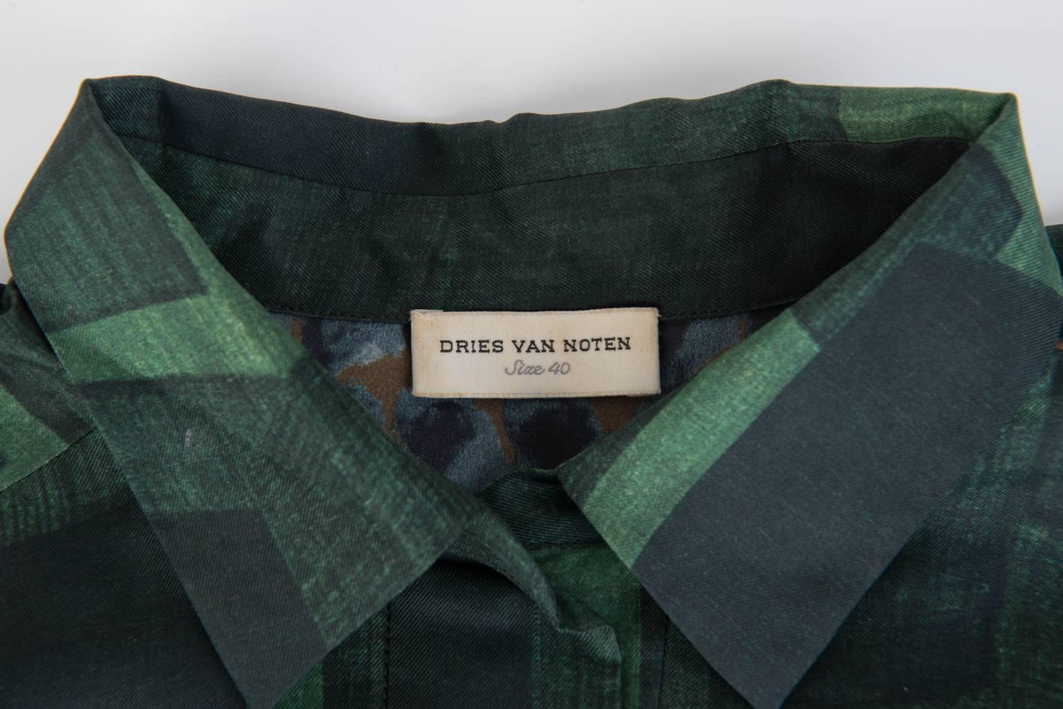 Dries Van Noten Asymmetric Silk Shirt Dress For Sale 4