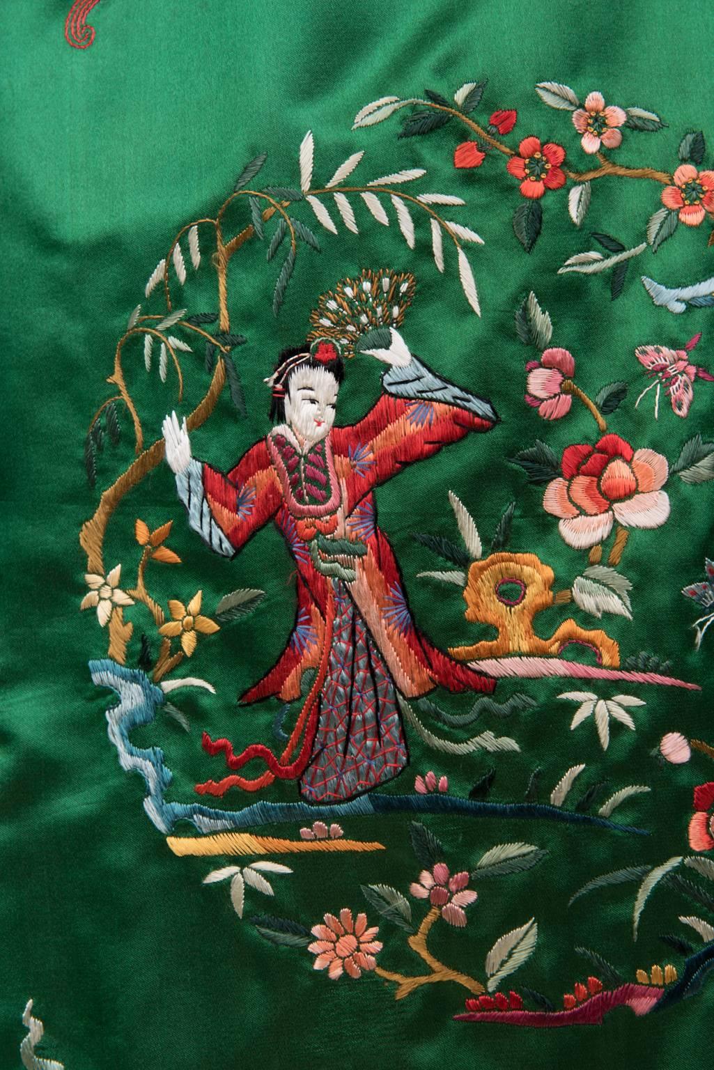 Women's VINTAGE, Hand Embroidered Chinese Robe For Sale