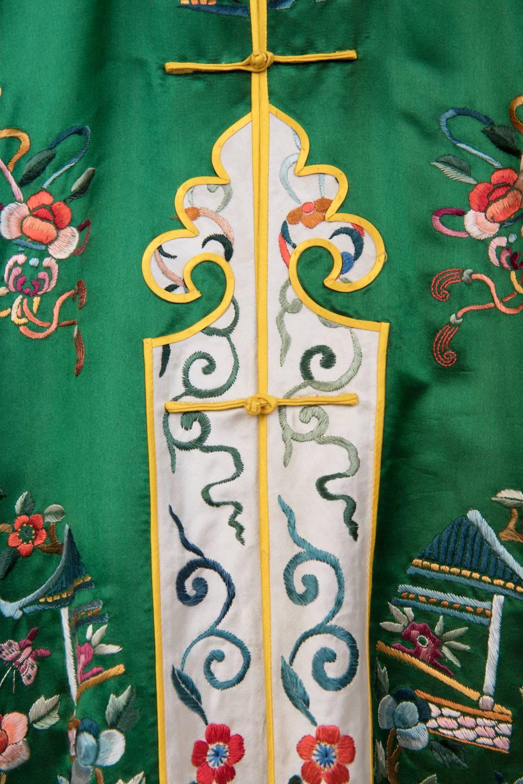 VINTAGE, Hand Embroidered Chinese Robe For Sale 4