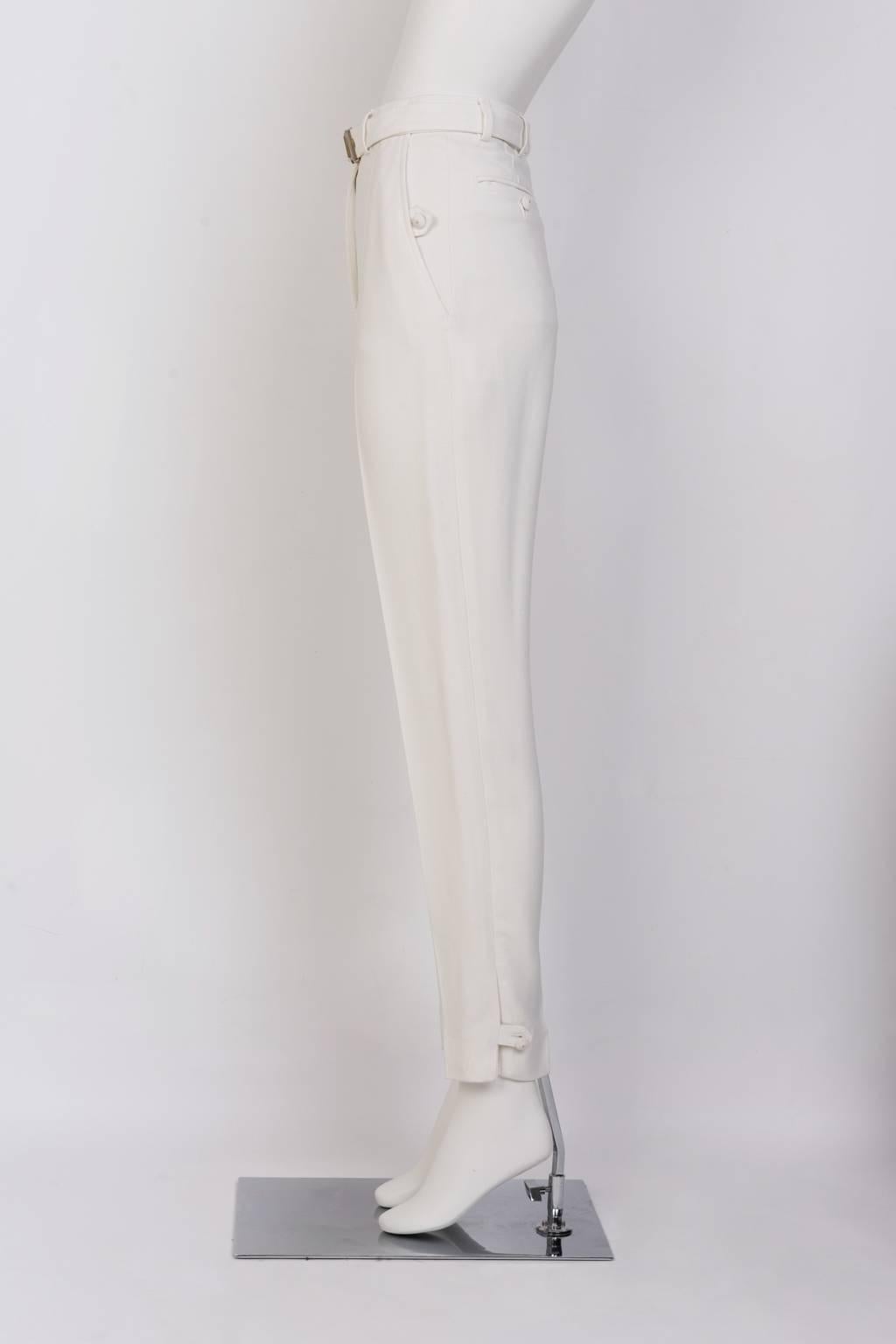 Gray STEFANO PILATI For YSL White Crepe Trouser For Sale