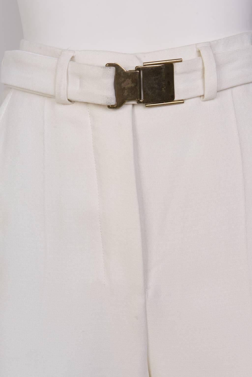 Women's STEFANO PILATI For YSL White Crepe Trouser For Sale