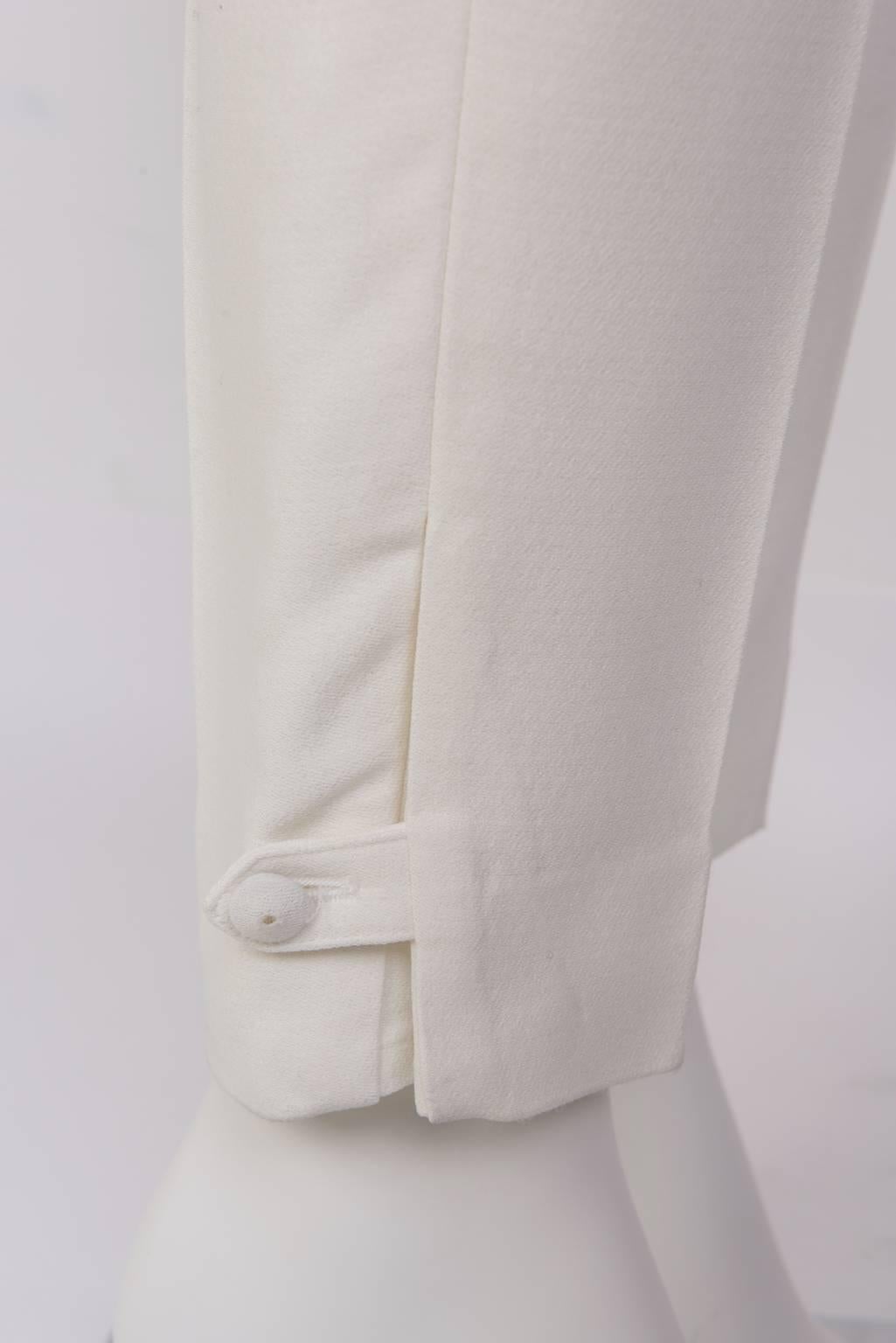 STEFANO PILATI For YSL White Crepe Trouser For Sale 2