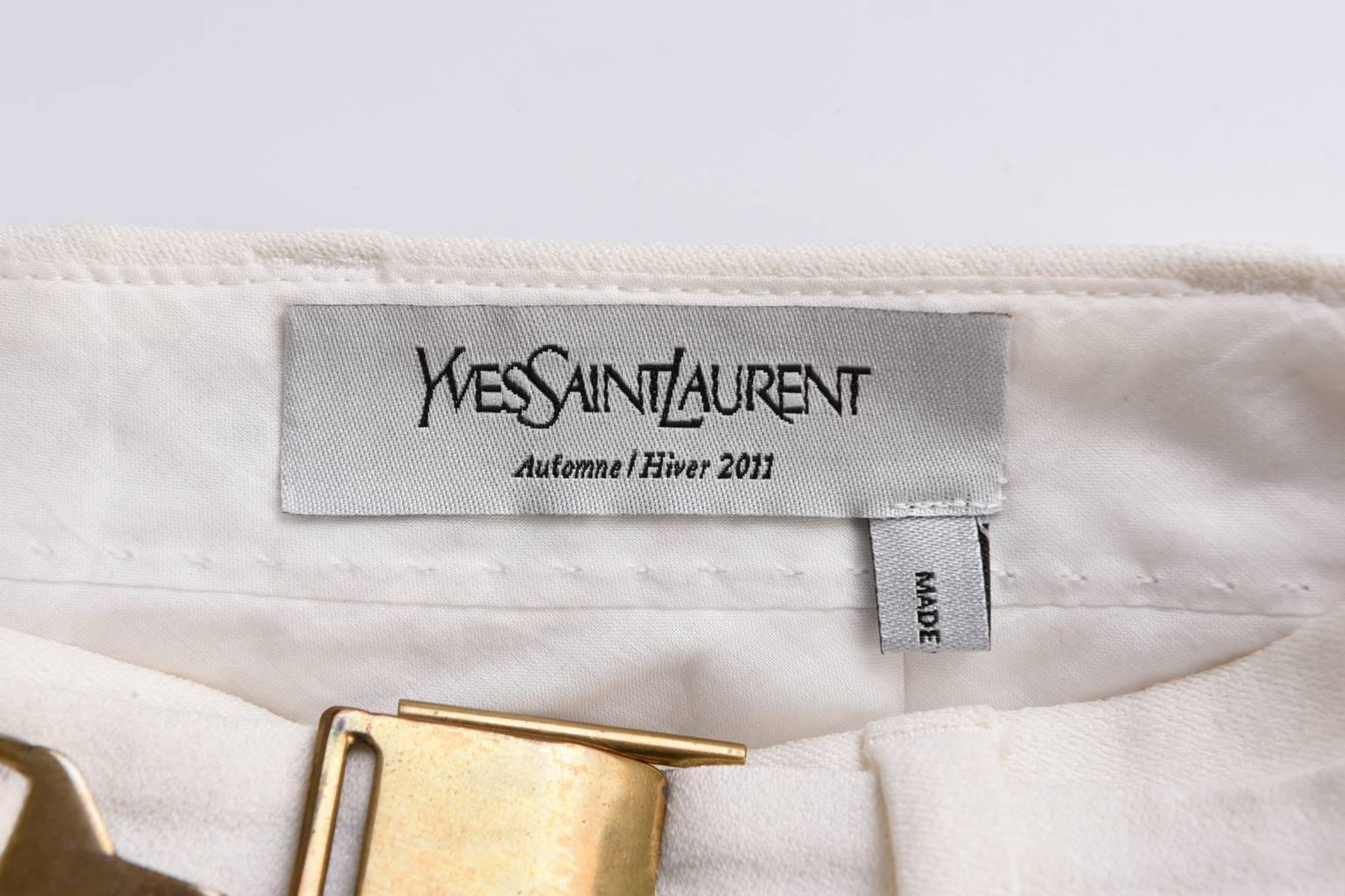 STEFANO PILATI For YSL White Crepe Trouser For Sale 5