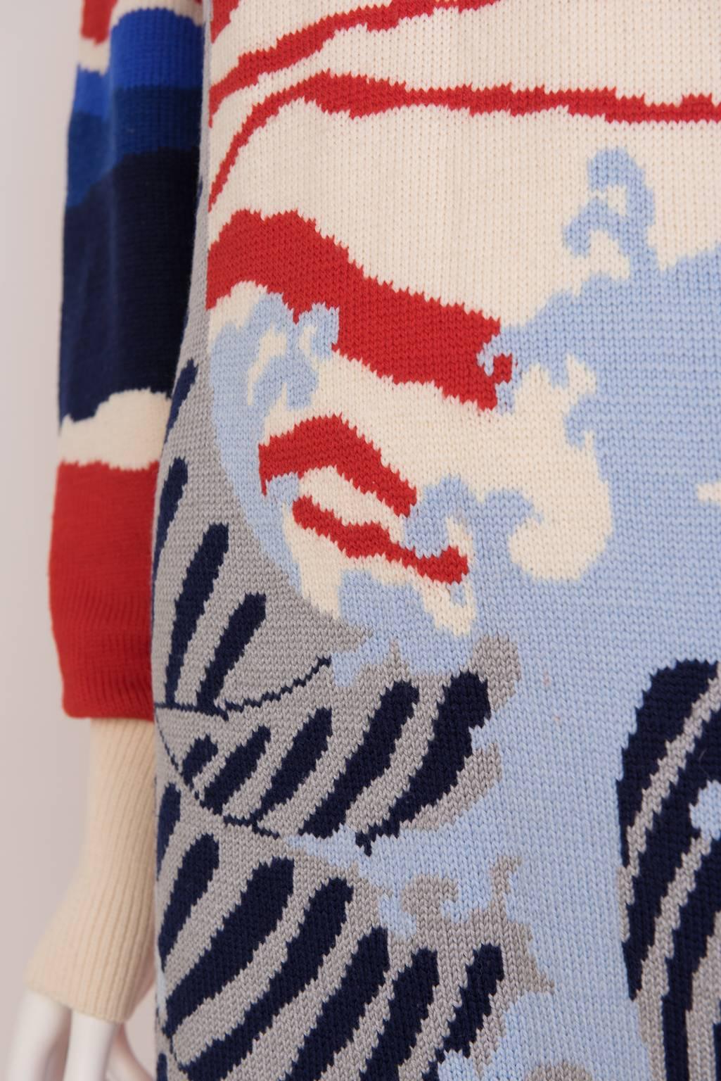Landscape Pattern Japanese Knit Dress For Sale 2