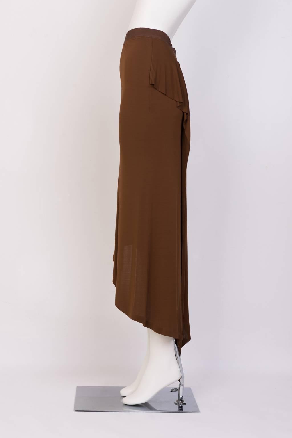 Brown GAULTIER  FEMME Draped Crepe Skirt For Sale