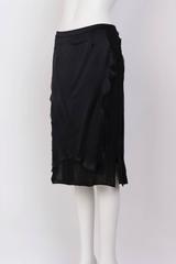 YVES SAINT LAURENT Pencil Skirt In Black Satin And Silk Crepe