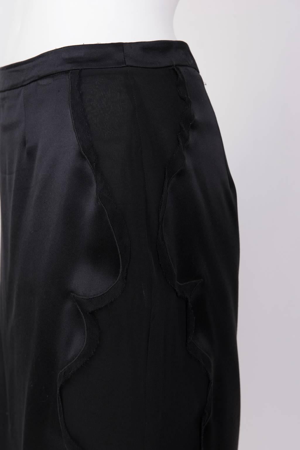 YVES SAINT LAURENT Pencil Skirt In Black Satin And Silk Crepe For Sale 1