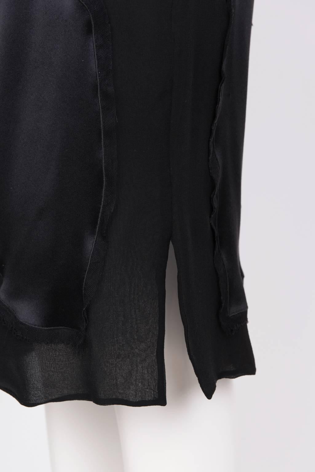 YVES SAINT LAURENT Pencil Skirt In Black Satin And Silk Crepe For Sale 2