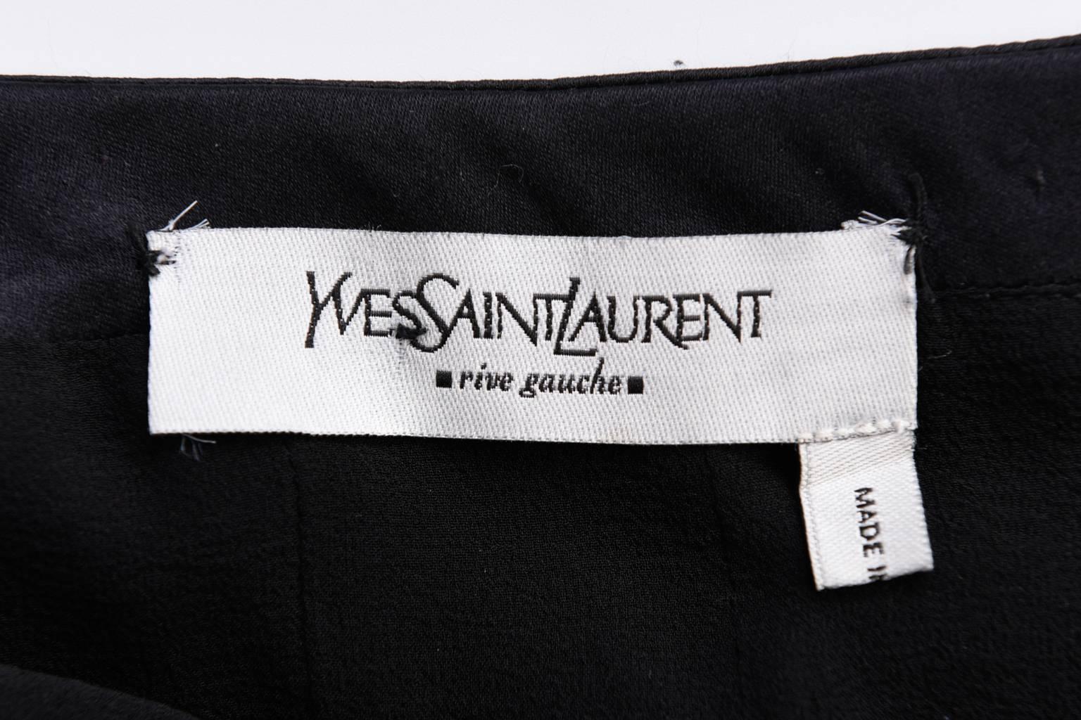 YVES SAINT LAURENT Pencil Skirt In Black Satin And Silk Crepe For Sale 3