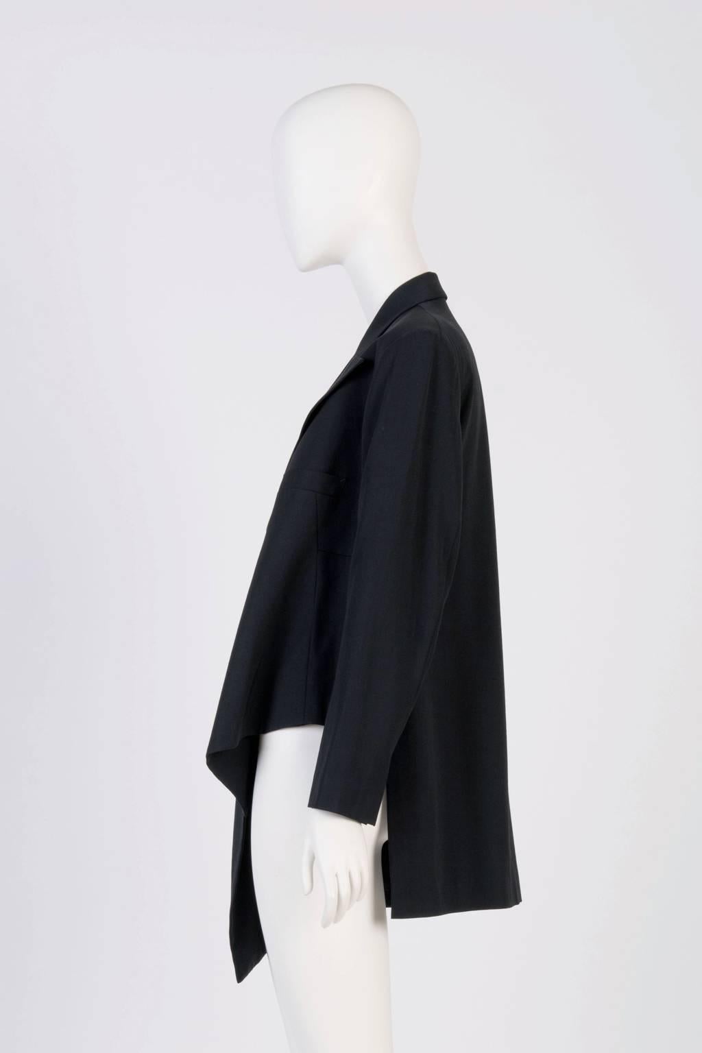 Black Yohji Yamamoto Asymmetrical Blazer 