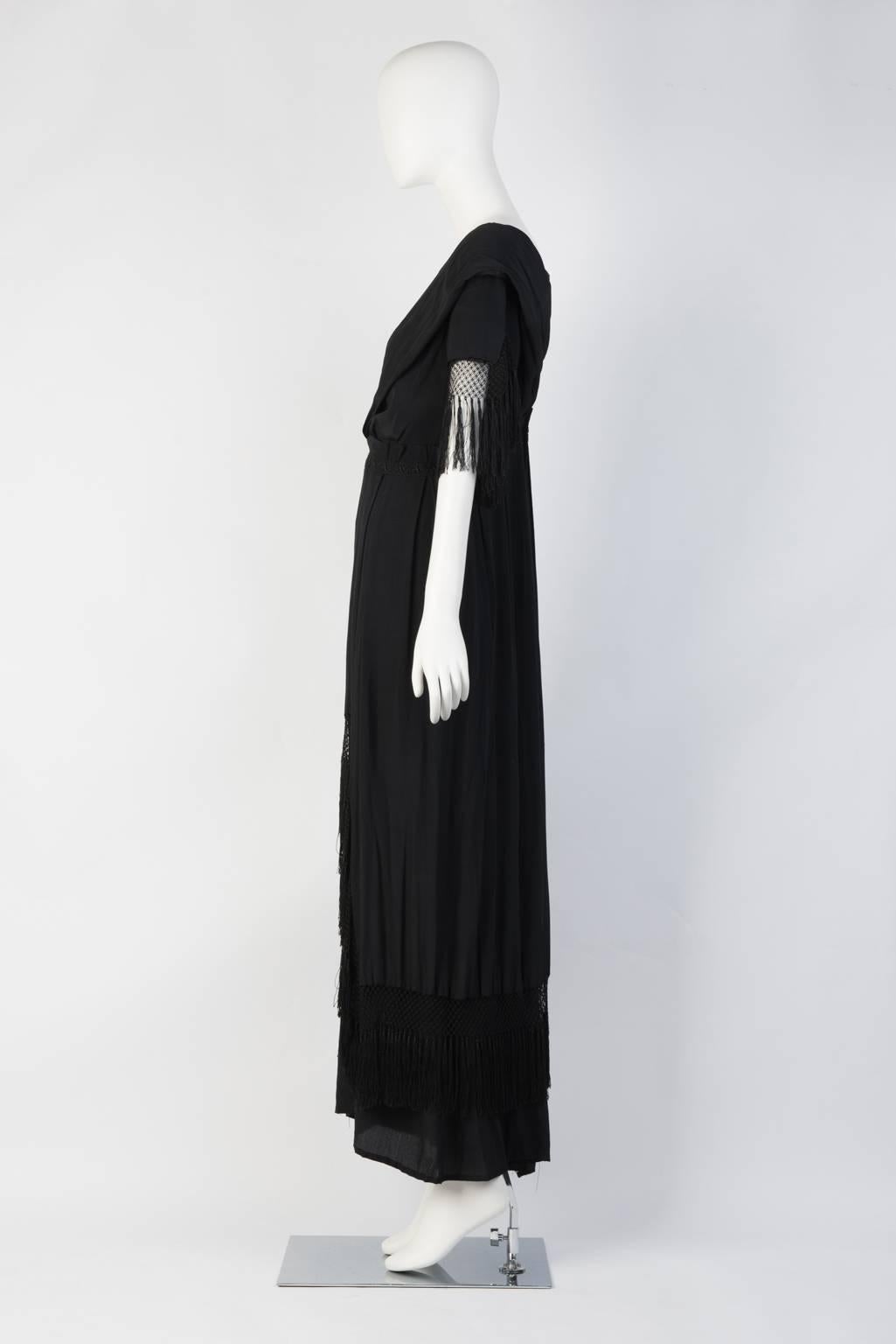 Black  30s Multi Layer Tassel Dress  For Sale