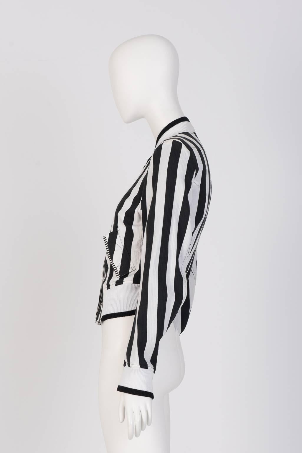 Gray Ann Demeulemeester Stripe Bomber Jacket For Sale