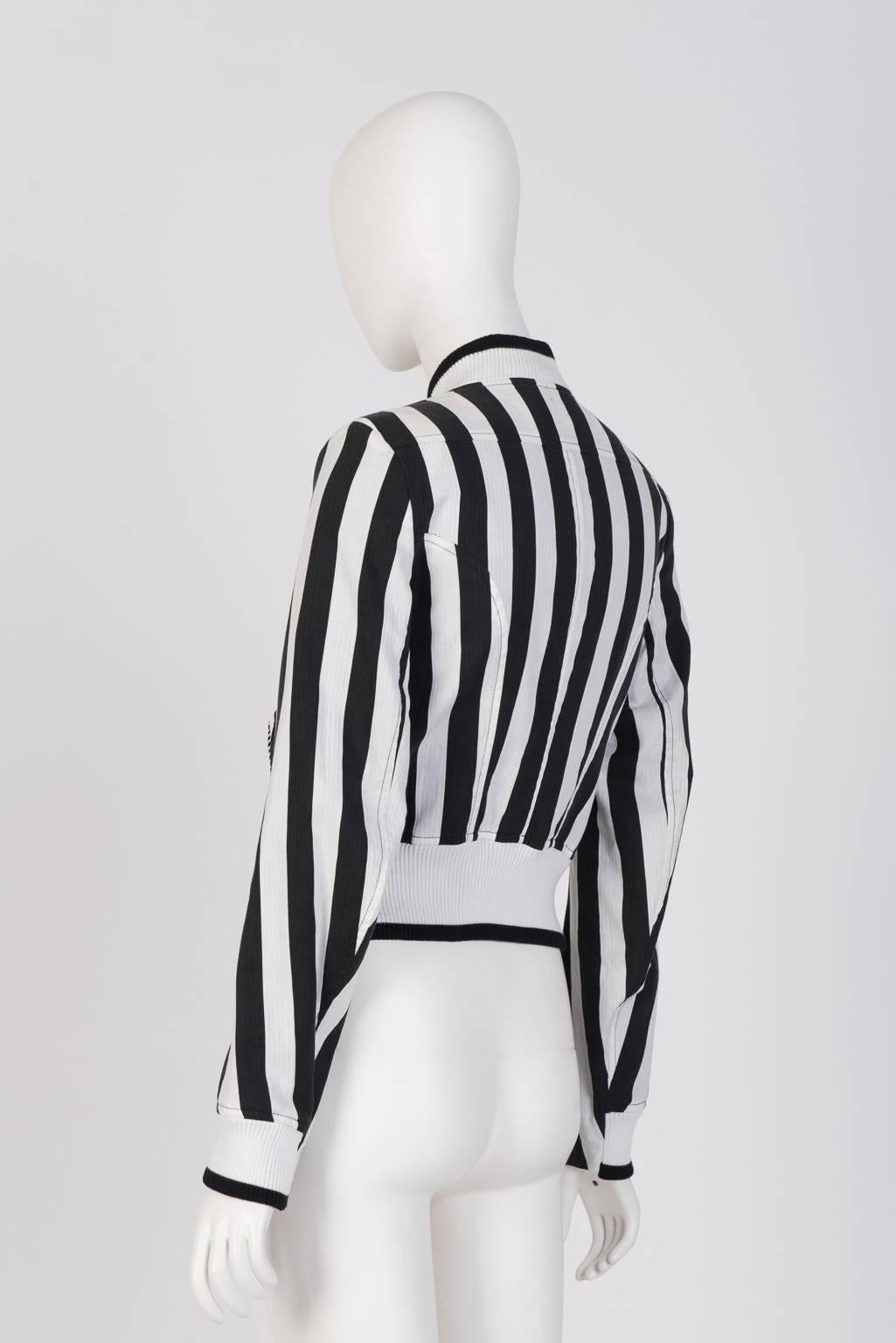 Ann Demeulemeester Stripe Bomber Jacket In Excellent Condition For Sale In Xiamen, Fujian