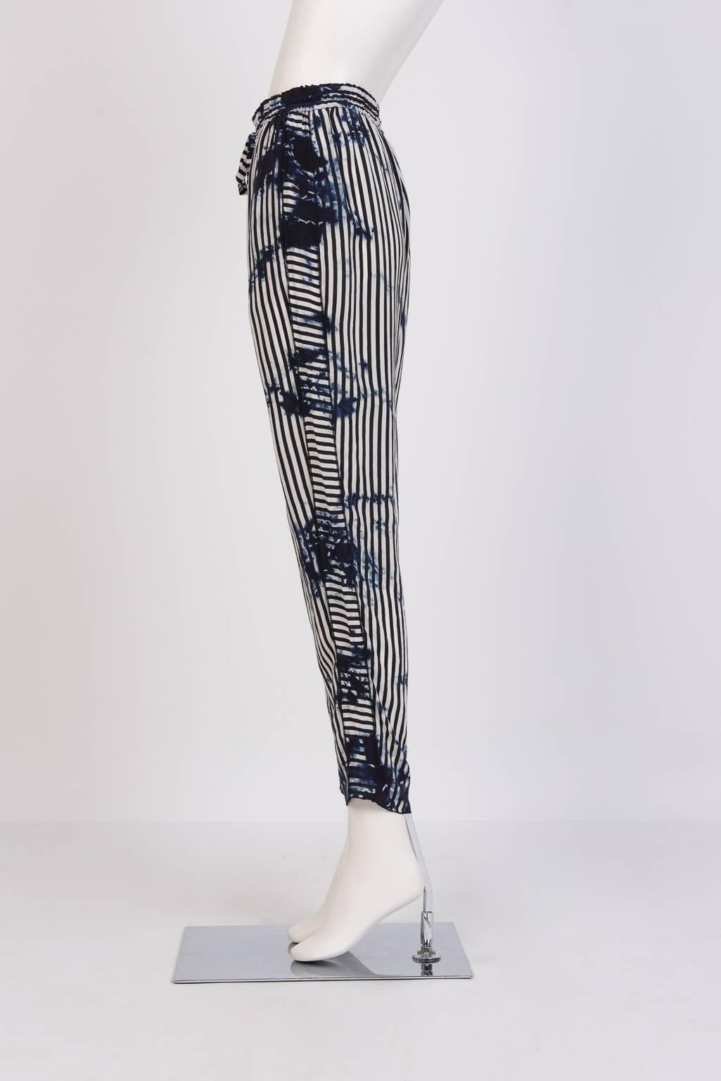 Black Raquel Allegra Tie-Dyed Drawstring Trousers For Sale