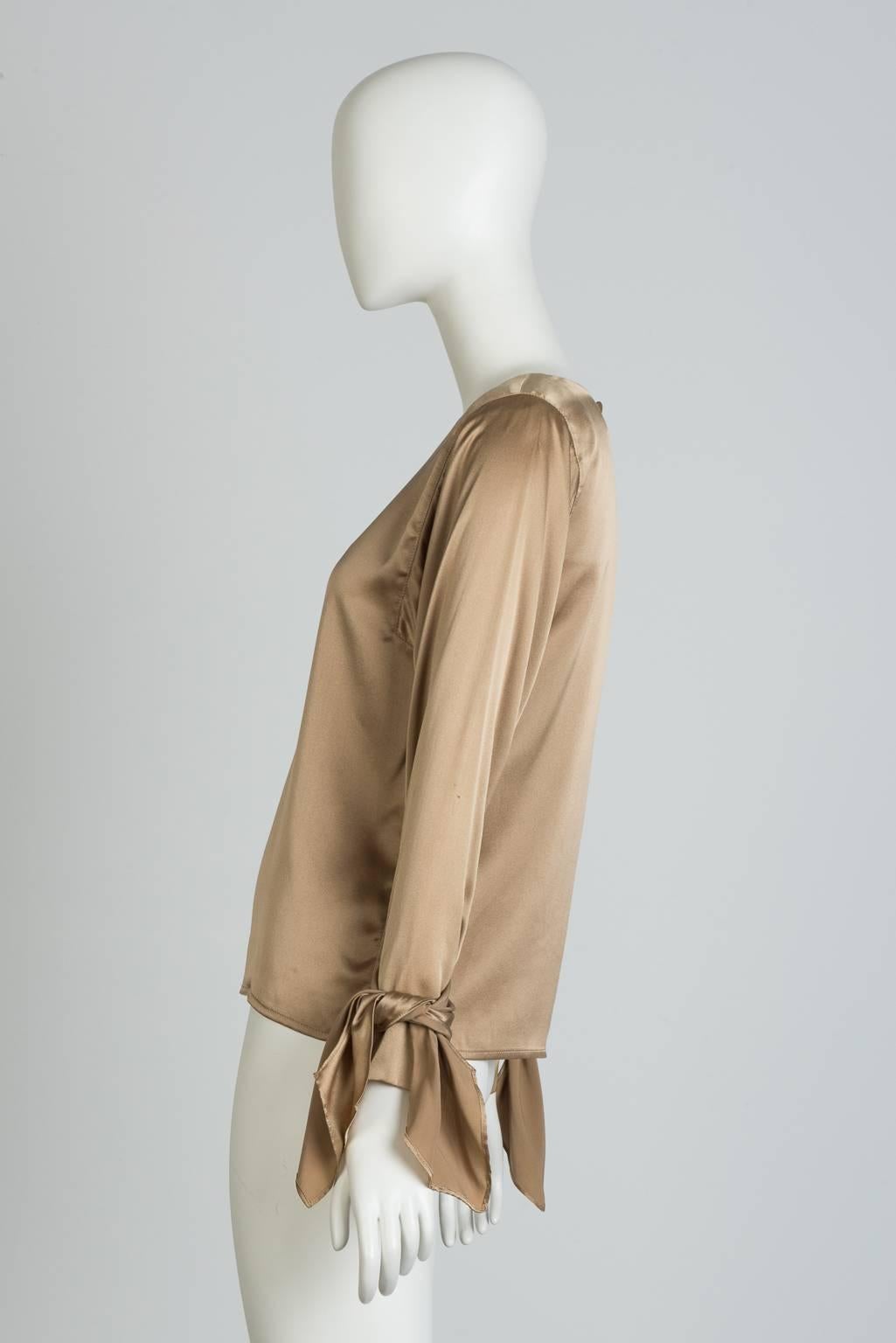 Brown Yves Saint Laurent Silk Blouse For Sale