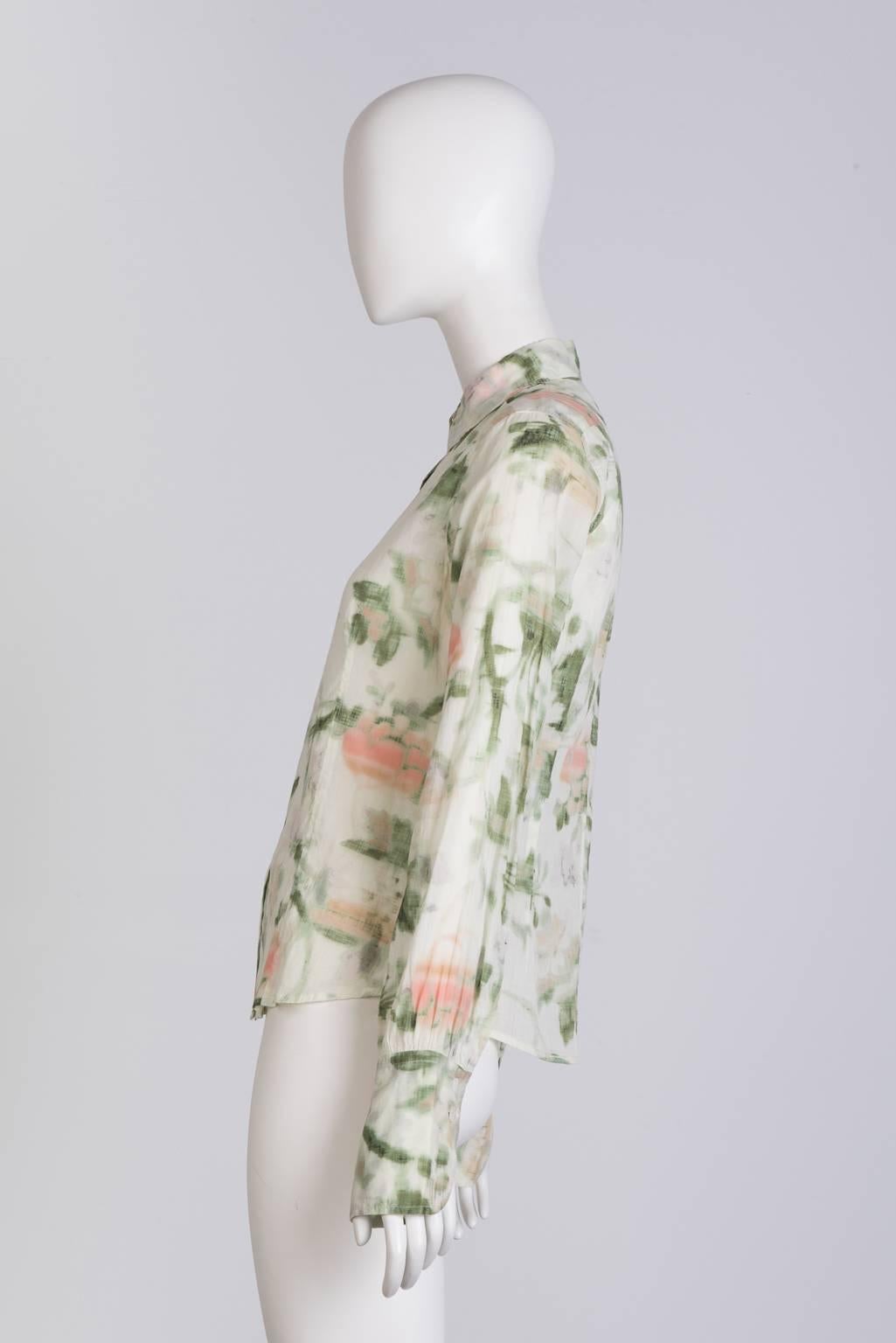Gray  Dries Van Noten Floral Print Shirt For Sale