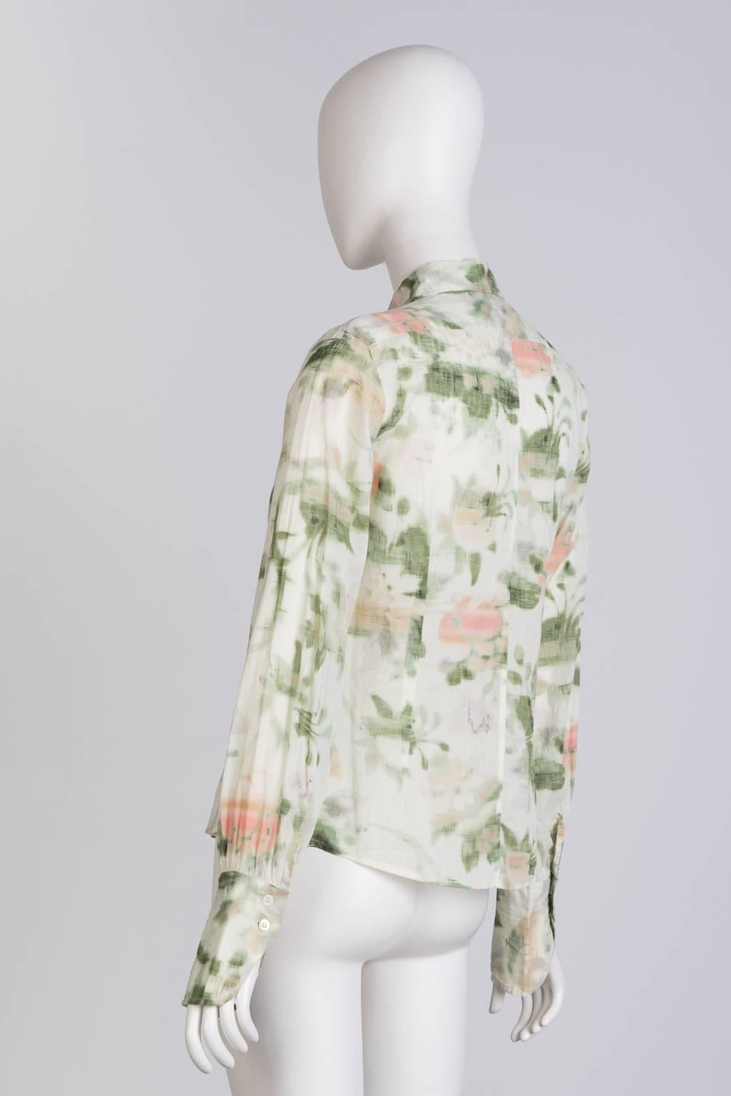  Dries Van Noten Floral Print Shirt In Excellent Condition For Sale In Xiamen, Fujian