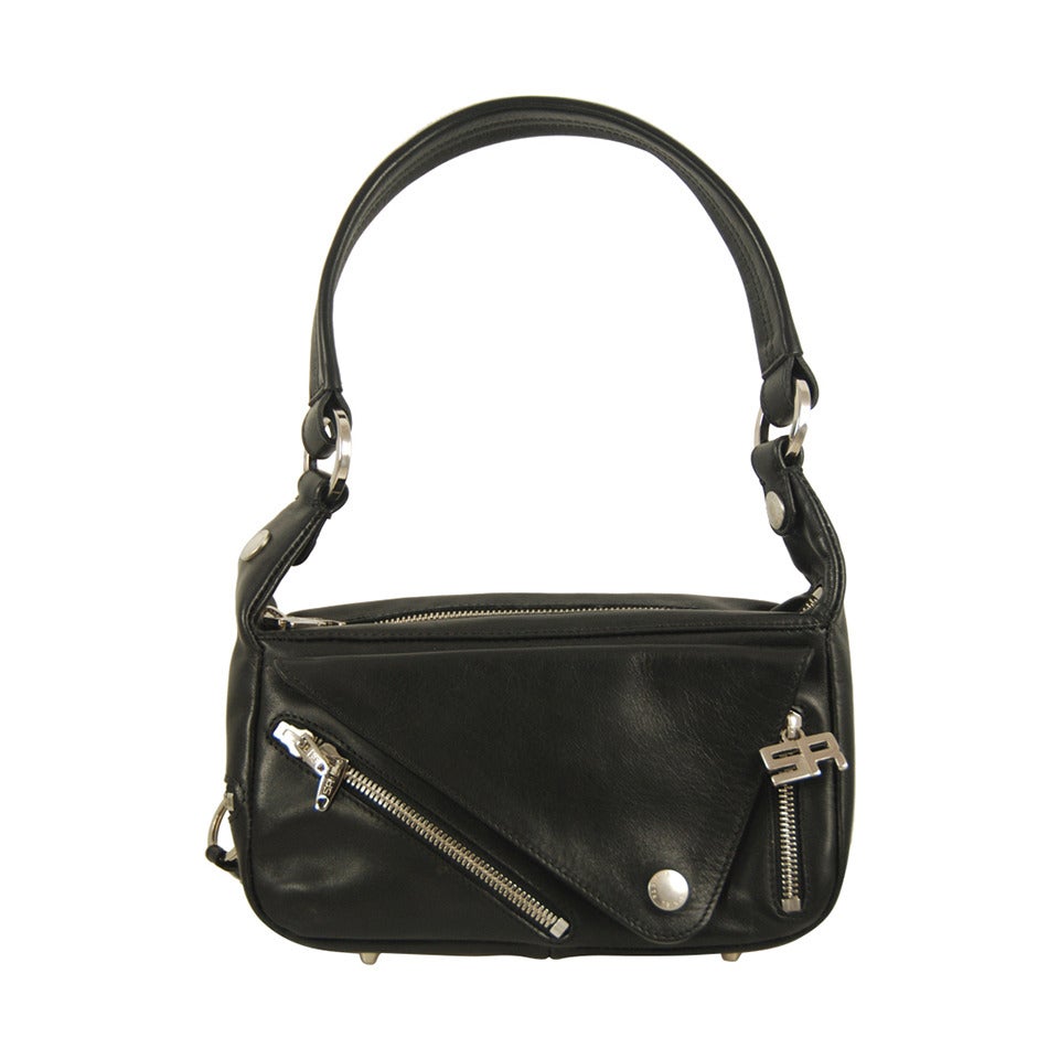 Sonia Rykiel Black Leather Shoulder Bag For Sale