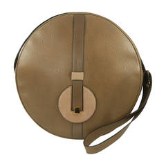 Retro Delvaux Large Round Modernist Style Shoulder Bag