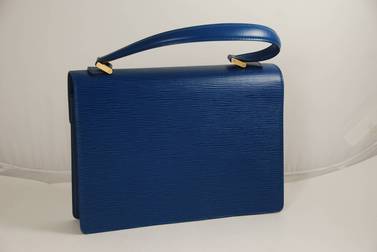 Blue Louis Vuitton Epi Leather Concorde Handbag New in Box at