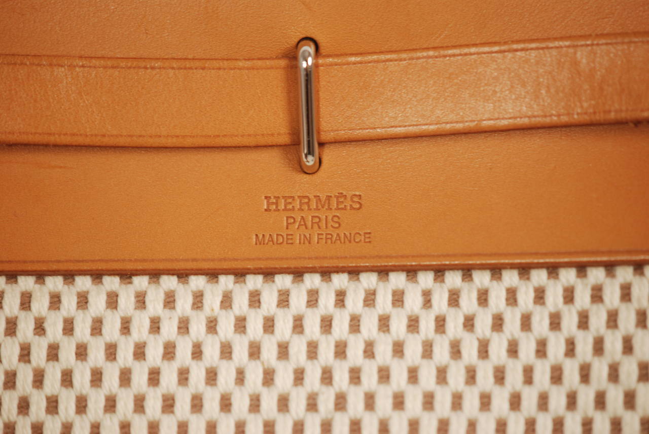 2005 Hermes Herbag in Vache Leather Tosca Canvas & Toile Officier 5