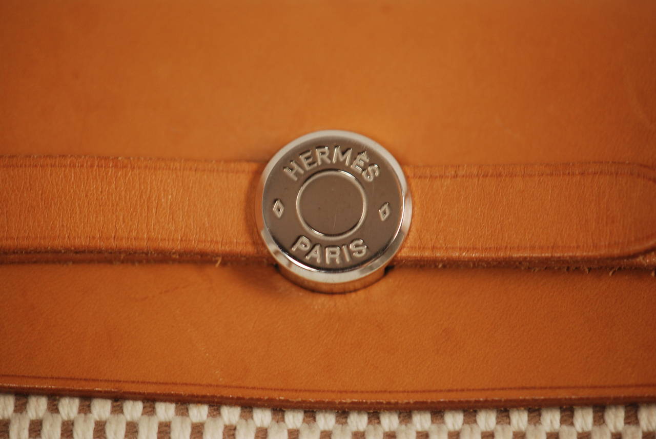 2005 Hermes Herbag in Vache Leather Tosca Canvas & Toile Officier 4