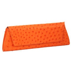 Lai Orange Ostrich Clutch/Handbag