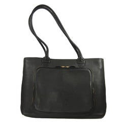 T. Anthony Black Pebble GrainLeather Tote/Briefcase