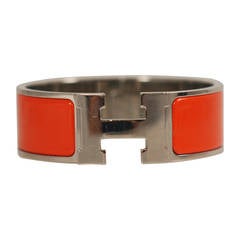 Orange Hermes Enamel Clic H Bracelet