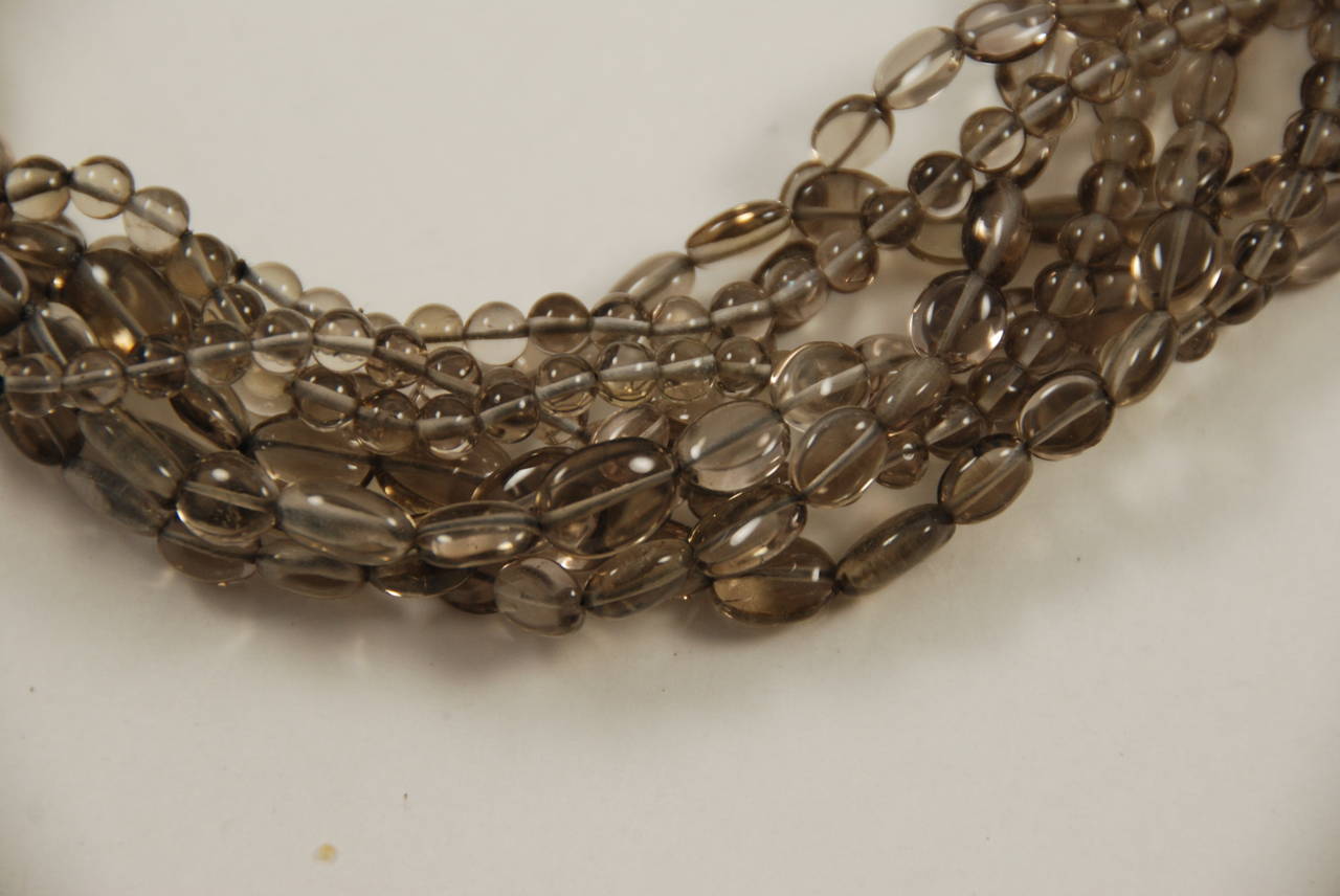 Multi Strand Patricia Von Musulin  Quartz and Sterling Torsade Necklace In Excellent Condition For Sale In New York, NY