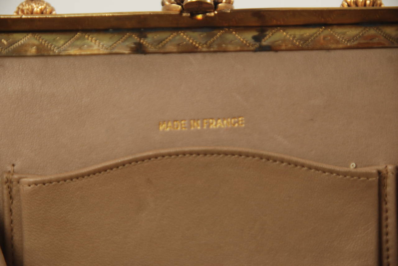 Vintage Koret Snakeskin Handbag with Ornate Frame For Sale 2