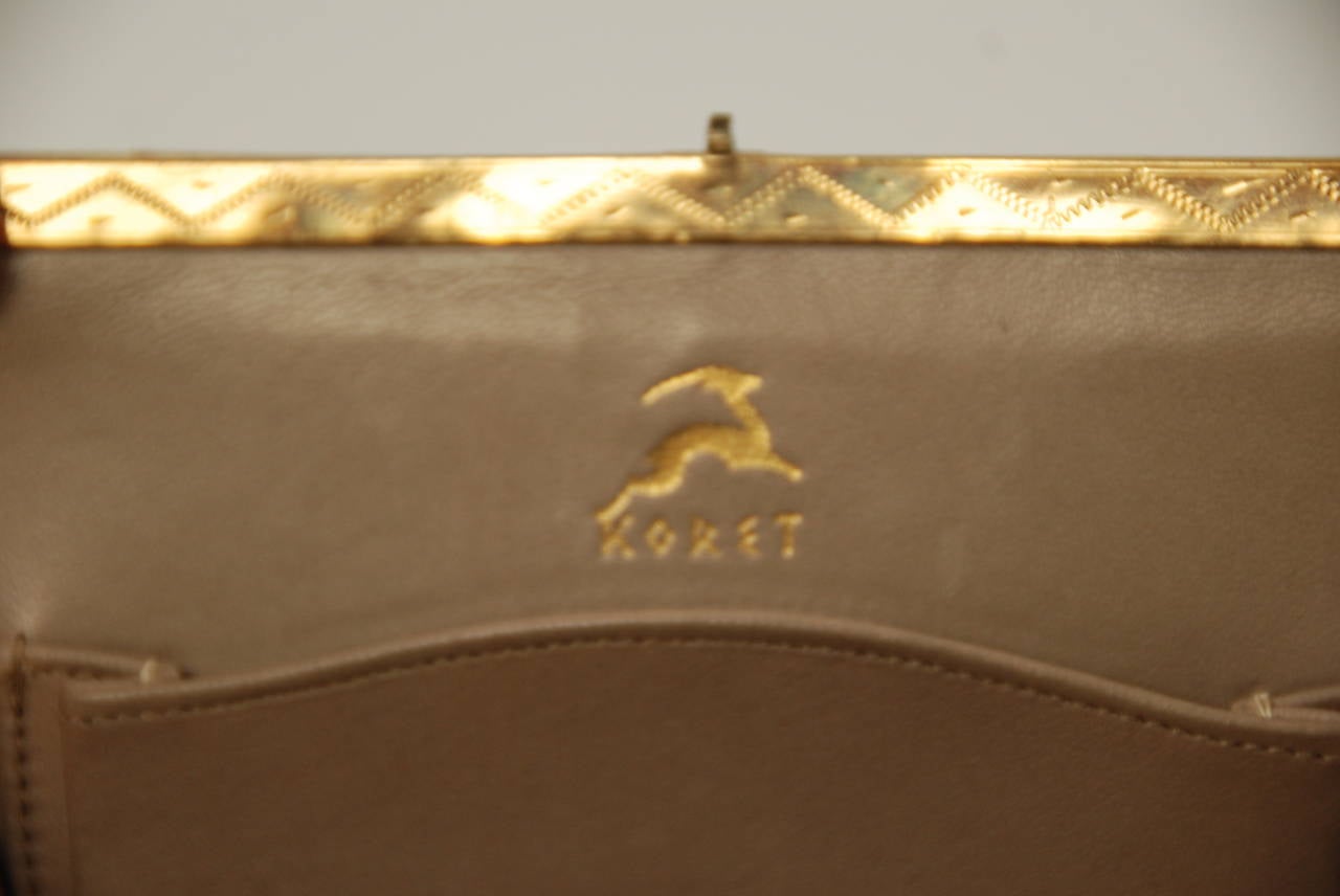Vintage Koret Snakeskin Handbag with Ornate Frame For Sale 3