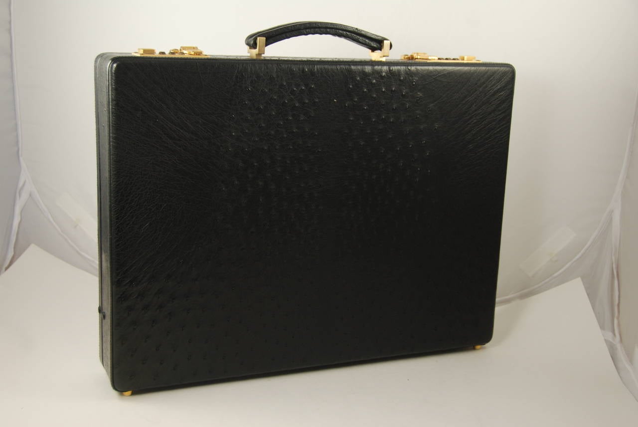1980s Madler Black Ostrich Briefcase at 1stDibs madler bag, ostrich