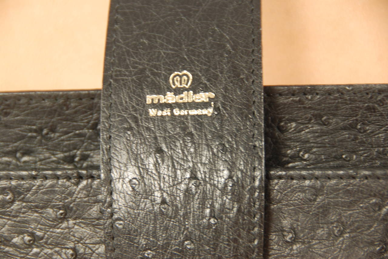 1980s Madler Black Ostrich Briefcase 1