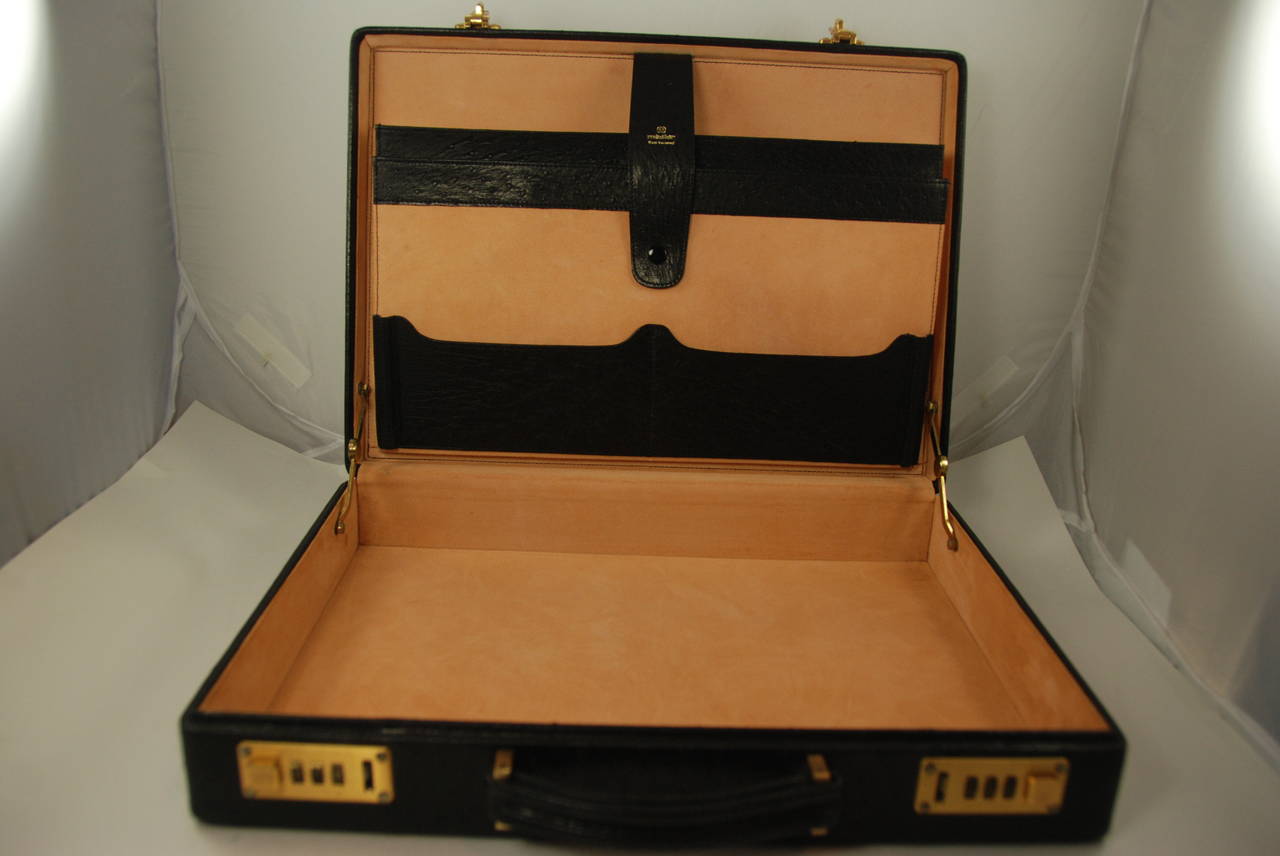 1980s Madler Black Ostrich Briefcase 2