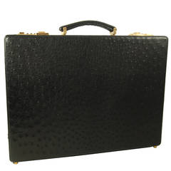 Used 1980s Madler Black Ostrich Briefcase