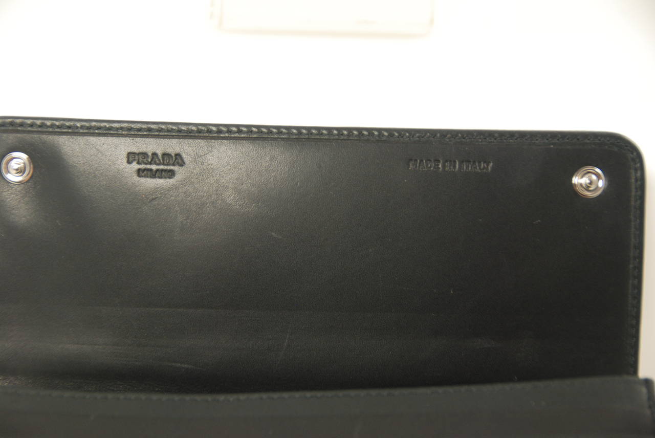 Women's New Black Satin Beaded Prada Evening Triangle Wallet For Sale