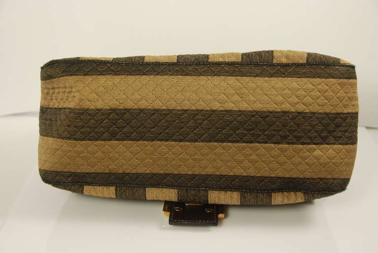 Brown Fendi Quilted Handbag with Leather Accents For Sale