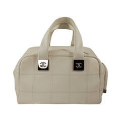 2003 Chanel White Caviar Leather Bowler Bag