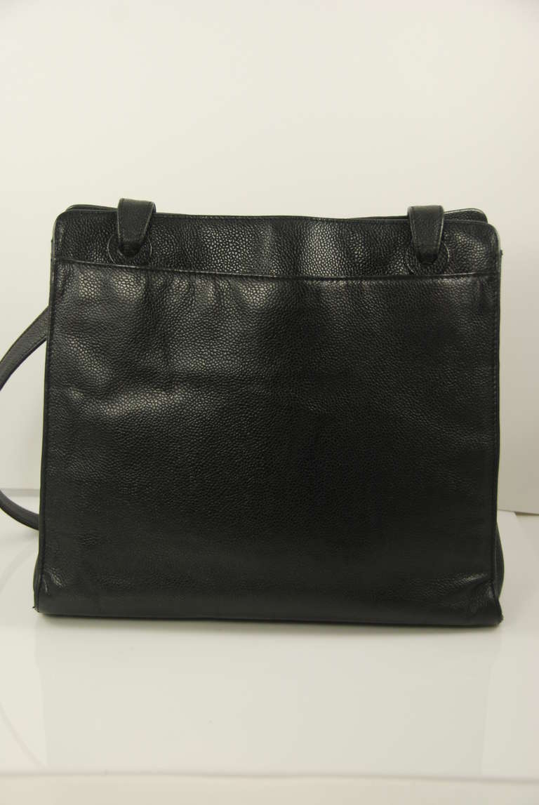Chanel Black Cavier Leather Shoulder Bag In Excellent Condition For Sale In New York, NY