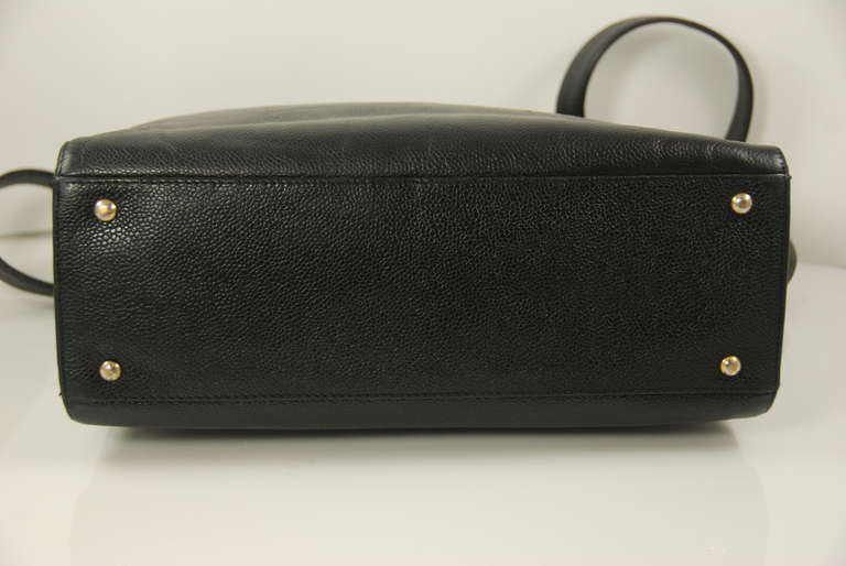 Women's Chanel Black Cavier Leather Shoulder Bag For Sale