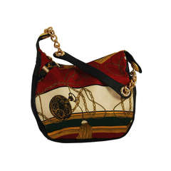 Paola del Lungo Silk and Leather Handbag